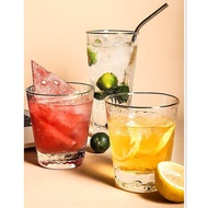 Set of 6 gold-rimmed flared cups, high-quality heat-resistant glass cups, low cups with capacity of 