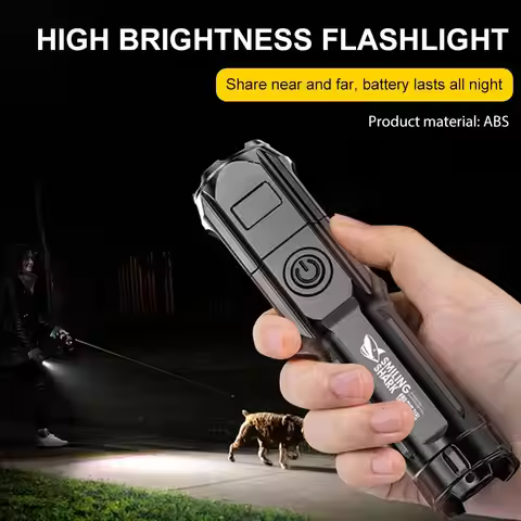 Smiling Shark Abs Strong Light Focusing Flashlight, Used Home Portable, Outdoor Commonly Flashlight 
