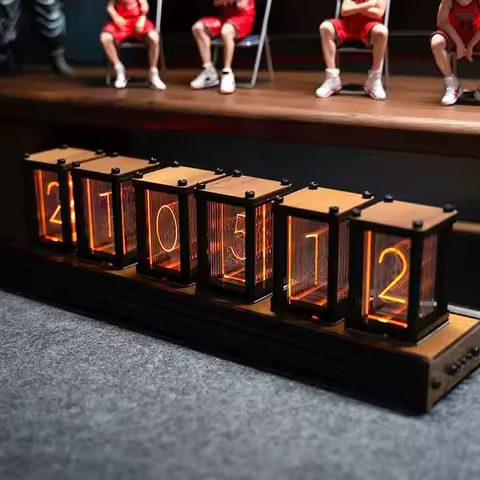 Digital Wood Silent Table Clock Creative Luxury DIY Nixie Glow Tube Clock Electronic Desktop RGB Des
