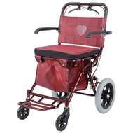 Elderly Walker with Wheels Carbon Steel Folding Portable Elderly Walker Shopping Cart Trolley Rehabilitation Walking Walker