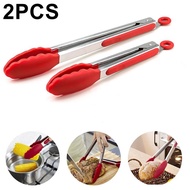 [✅SG Ready Stock]2PCS Food Grade Silicone Food Tongs Heat Resistant Food Tongs