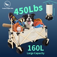 Olymmons Double Decker Folding Wagon has a 350L capacity and can bear 500lbs, suitable for heavy-dut