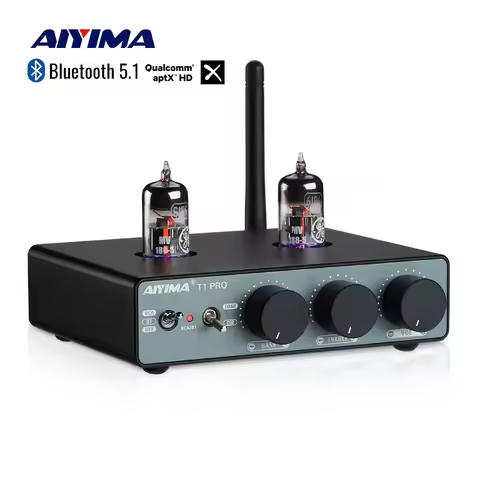 AIYIMA Audio T1 Pro Bluetooth Tube Preamplifier Hifi Stereo Amp Valve Vacuum With Treble&Bass Tone c