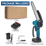 8Inches Electric Chain Saw Mini Pruning Garden Logging Saw Woodworking Tool Wood Cutter for 18V Batt