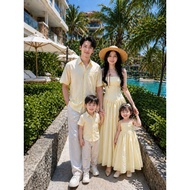 Family outfit Set, super cute plain light yellow COUPLE outfit for the beach - DESTINY COUPLE
