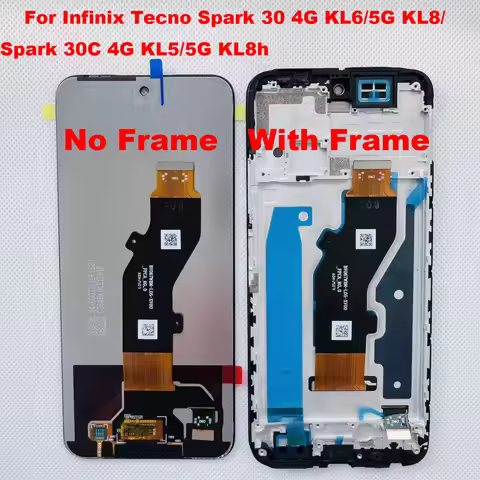 Original Test For Infinix Tecno Spark 30 4G KL6 LCD Display Screen Frame Touch Panel For Tecno Spark