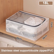 GREENSINDOOR PVC Transparent storage box 35L Clothes Organiser Box With Zipper衣服收纳箱