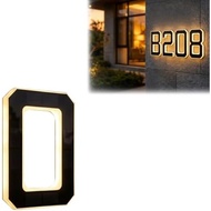 Solar Lighted House Numbers for Outside, LED Illuminated Address Plaque with Auto On/Off, IP44 Water
