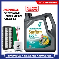 Petronas Syntium 800 EU 10W40 (4L) + Oil Filter + Air Filter - Perodua Myvi 1.3/1.5 &amp; Alza Engine Oil 10W-40