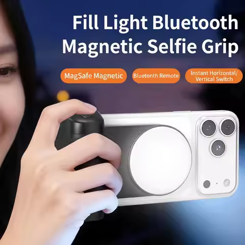 VRIG MG-35 Magnetic Phone Holder Phone Camera Grip with Fill Light Bluetooth Remote Shutter Button C