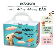Tã/Bỉm Dán NABIZAM Ultra Thin Siêu Mỏng Thấm Hút Chống Tràn Size S44/M40/L36/XL32 Cho Bé 4-15kg