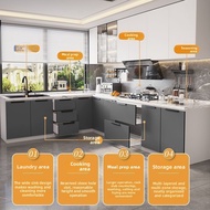 Kitchen Cabinet Porcelain Slab Marble Top Countertop Integrated Stove Storage Cupboard