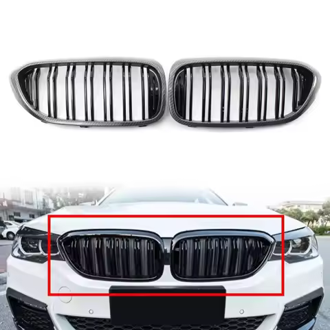 Carbon Front Bumper Grilles For BMW 5-Series G30 G31 G38 2018-20 530i 540i 550i Replacement Double-S