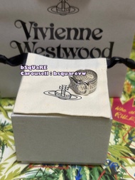 (現貨S、M碼) 購自英國 Vivienne Westwood PAVE BELT RING 925銀 水鑽皮帶 腰帶 土星 LOGO 戒指 介子 指環 (保証正貨及全新) 銀色 香港專櫃已售罄👋🏻