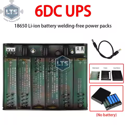 5V 9V 12V Output 6x 18650 Battery UPS Uninterrupted Power Supply DIY Power Bank Box for House Router