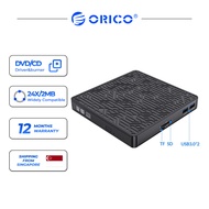 ORICO USB3.0 HUB Type-C External DVD Drive CD Burner Player Optical Drives Support TF SD Card for Laptop Windows Mac OS (XD008)