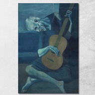 Art reproduction Old guitarist chicago Picasso Pablo ppc44 รูปติดผนัง ภาพที่มีชื่อเสียง ภาพพิมพ์รายล