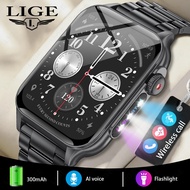 LIGE Smart Watch Bluetooth Call For Men Women LED Breathing Light 1.96inch Full Touch Waterproof Sports Tracker Bracelet Health Monitoring Smart Watch For Android IOS