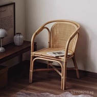 Chair Nordic Rattan Chair with Backrest Natural Balcony Indonesian Rattan Woven Rattan Chair Courtya