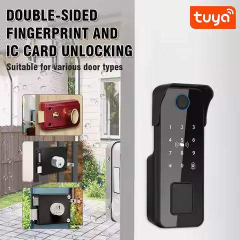 Tuya Bluetooth-compatible App Waterproof Fingerprint Smart Door Lock Gate Password RFID Card Rim Bol