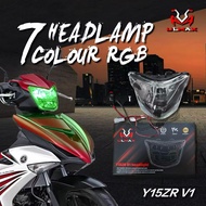ULMAX RGB 7 COLOUR HEADLAMP PURPLE Y15 V1 HEAD LAMP CUSTOM PURPLE CHERRY LED HEAD LIGHT Y15 V1 PURPL