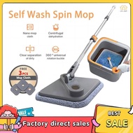 Self Wash Spin Mop 360 Rotating Floor Mop with 3cloth Flat Mop with Turbo Flushing Bucket
