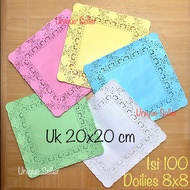 [Isi100] 8x8 Square Paper Doilies (20x20 cm) for 20x20 White & Colorful Boxes 8x8 inch Lace Paper Do