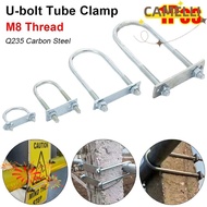CAMELLI5Q 1Pcs Pipe U-clamp, Galvanized Q235 Carbon Steel Screws M8 Round Tube Clamp,  With Baffle R