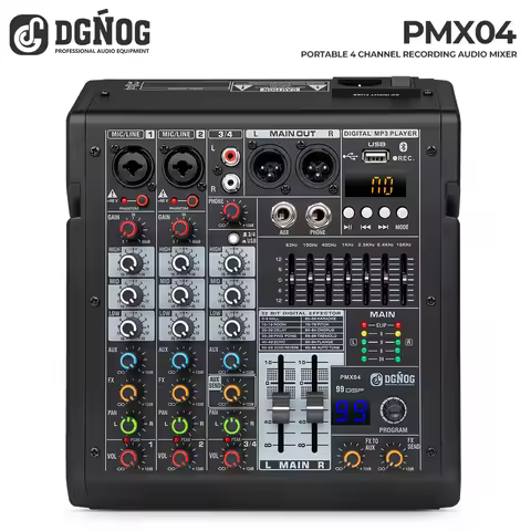 4 Channel Mixer 99 DSP Digital MP3 Input 48V Phantom Power Supply 7-stage Equalizer with Bluetooth P