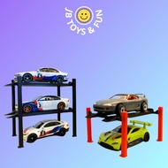 Garage displaying high quality 3D printed 1-storey and 2-storey Hot Wheel car models