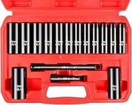 WETT 3/8-Inch Drive Deep Impact Socket Set, 16 Piece Metric Socket Set, 6 Point, Cr-V Steel, 7-22mm