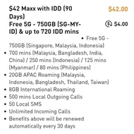 M1 Maxx (Geenet & Changi Mobile Merged) $42 Plan | 90 Days Validity | 750GB Monthly Data (SG/MY/ID) 