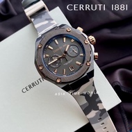 Original] Cerruti 1881 CTCIWGO2206106 Chronograph Men Watch with Grey Camouflaged Printed Silicon St