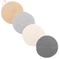 4pcs Natural Cotton Rope Round Placemat Thickened Heat Resistant Kitchen Hot Pads Pot Holder Table Mats