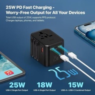 Kiip C27T Travel Adapter 25W Charger Gan Universal Fast Charging Usb+Type C Port Adapter