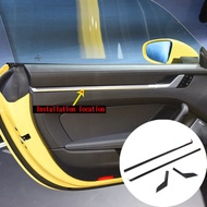 Real Dry Carbon Fiber Car Interior Decorative Door Panel Sticker Cover Moulding Trim Accessories For