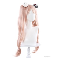 junko enoshima คอสเพลย์วิกผมยาวหยิกสีชมพูอะนิเมะวิกผมสำหรับสาวปาร์ตี้ฮาโลวีน ub-th
