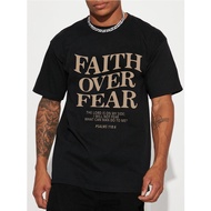 Fear-Short-Sleeved Quotation 2025 Psalm NEW < 118, Shirt {Cotton, Men: Faith Round Neck Better T6 H7