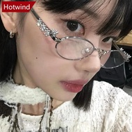 HOTWIND Elegant Oval Metal Glasses Frame with Sparkling Rhinestone Decorated Non-Prescription Specta
