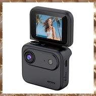 (Y O Q N)Vlog Camera 4K Action Camera with 2.0 Inch Flip Screen 140° Wide-Angle Lens Waterproof Spor