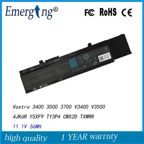 11.1V 56Wh New Original Laptop Battery for Dell Vostro 3400 3500 3700 V3400 V3500 4JK6R Y5XF9 TY3P4 