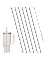 7pcs Straight Metal Reusable Straws, 30cm Long Straws, Stainless Steel Material - Durable, Dishwashe