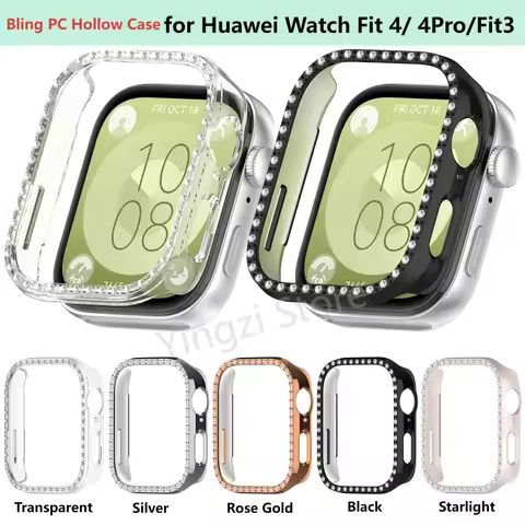Bling PC Case for Huawei Watc Fit 5 Fit 5 Pro Fit 4 Fit4 Pro Fit 3 Diamond Crystal Protective Watch 