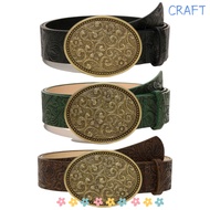 CRAFTML Western Cowboy Belt, PU Leather Retro Carved Buckle Embossed Belt, Trendy Punk Rock Y2K Vint