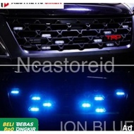 Promo LED STROBE GRILL SLIM CAR LIGHTS 8 POINTS 12V ION BLUE HIGH QUALITY COD