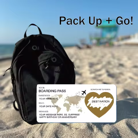 Personalised Surprise Trip Reveal Scratch Card Holiday Boarding Pass Travel Ticket Christmas Gift Co