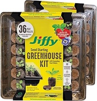 Jiffy Seed Starting Tray Kit, 36 Cell 36mm Peat Pellets with Bonus - 2 Pack, 72 Pellets Total