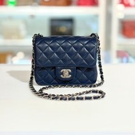 99.9%NEW二手CHANEL CF17 深藍色荔枝皮銀扣 #方胖子 #CF17 #香榭站正品