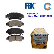 FBK New Myvi 2017- Front (Depan) Disc Brake Pad PERODUA FD0301MS