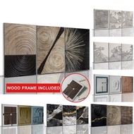 （With Frame）3PCS Abstract Wood Texture Poster Marble Texture Canvas Painting Living Room Decor 50x70